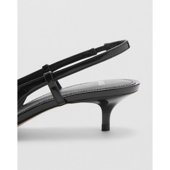 NEW MANGO MNG BLACK BUCKLE KITTEN HEELS SLINGBACK PUMPS SHOES 39 US 8.5 - Picture 3 of 6